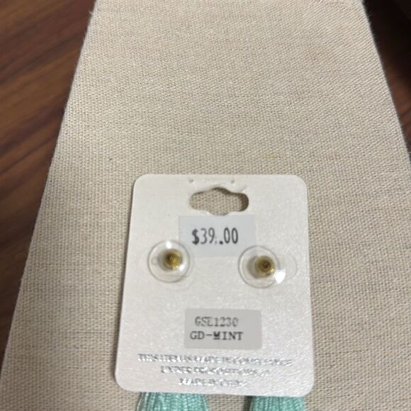 NWT Mestiere Silk Tassel earrings with Post Back. Mint color with Beaded Cap. - Picture 2 of 4